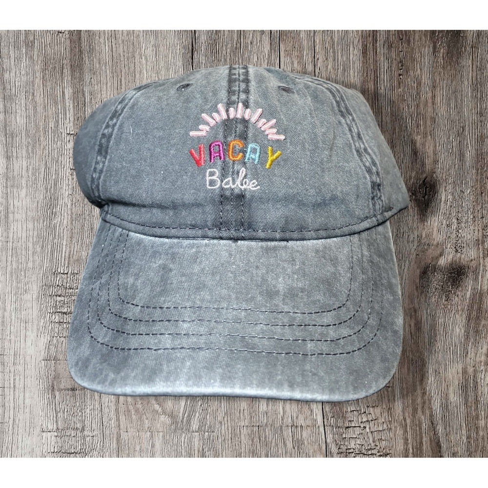 Time And Tru "Vacay Babe" Denim Embroidered Strapback Cap, BRAND NEW